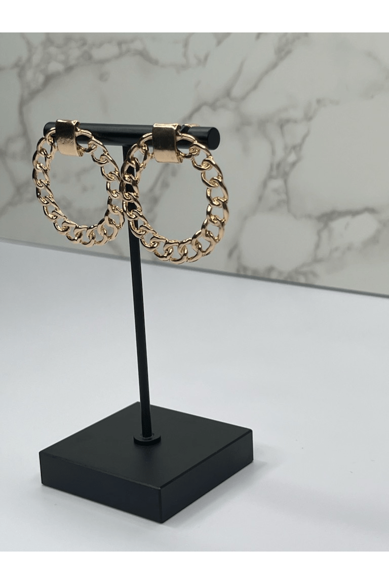 Gold Circle Chain Link Stud Earrings - McKenley Rae