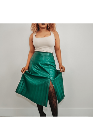 Sadie Vegan Leather Pleated Skirt - McKenley Rae